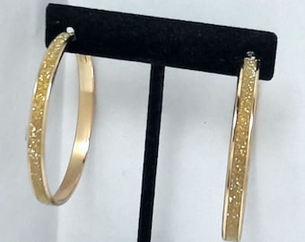 Gold Hoop Sparkle Earrings Vintage