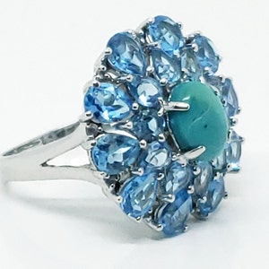 Blue Turquoise and Topaz Ring image 2