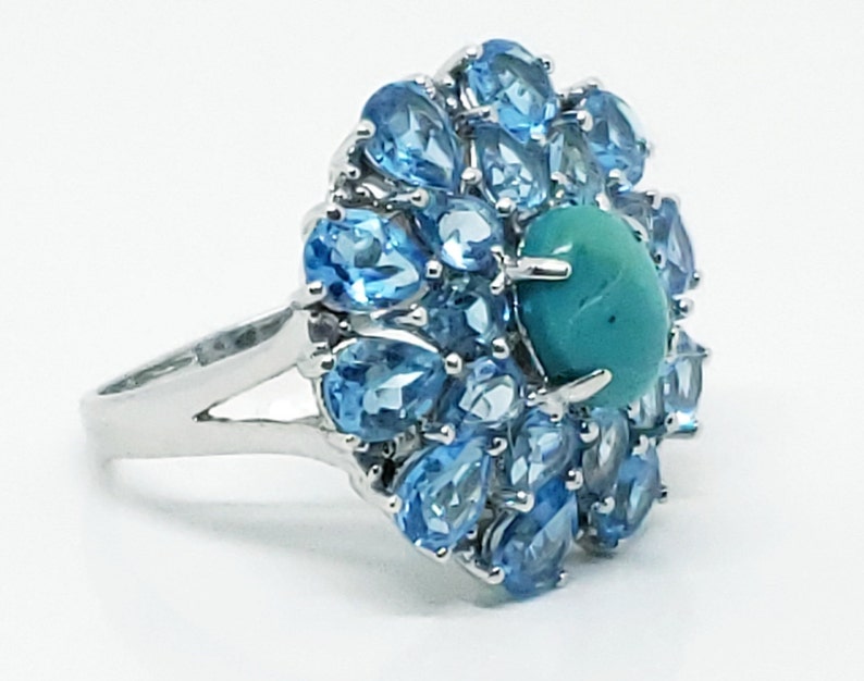 Blue Turquoise and Topaz Ring image 2