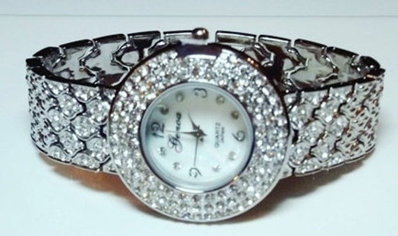 GENOA Mother of Pearl, Austrian Crystal Watch - image 3