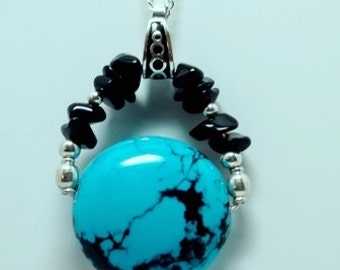 Sterling Silver Blue Turquoise and Gemstone Necklace