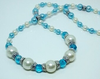 Blue and White Pearl Necklace