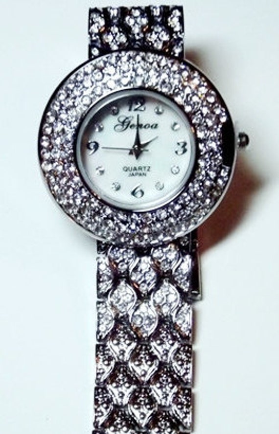 GENOA Mother of Pearl, Austrian Crystal Watch - image 4