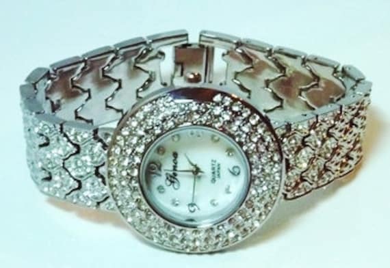 GENOA Mother of Pearl, Austrian Crystal Watch - image 1