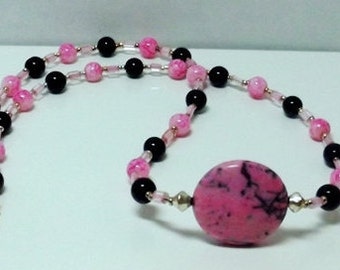 Pink and Black Turquoise Necklace