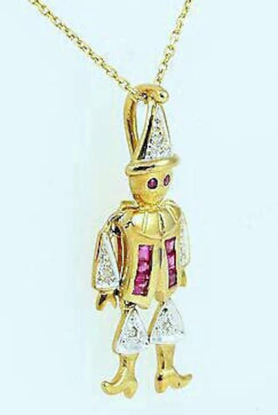 Vintage Gold, Diamond, Ruby, Clown Pendent