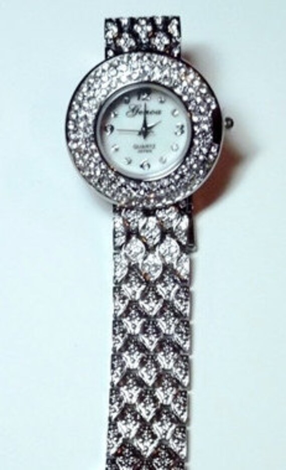 GENOA Mother of Pearl, Austrian Crystal Watch - image 2