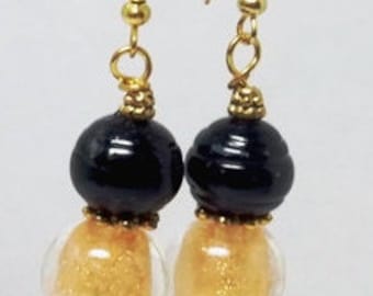Black and Gold Dangled Earrings