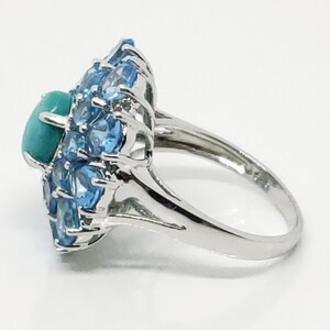 Blue Turquoise and Topaz Ring image 6