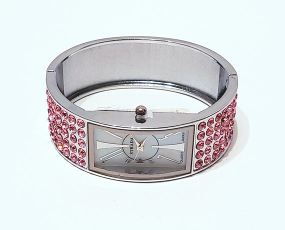Vintage STRADA Pink Austrian Crystal Japanese Movement Watch  display picture 2