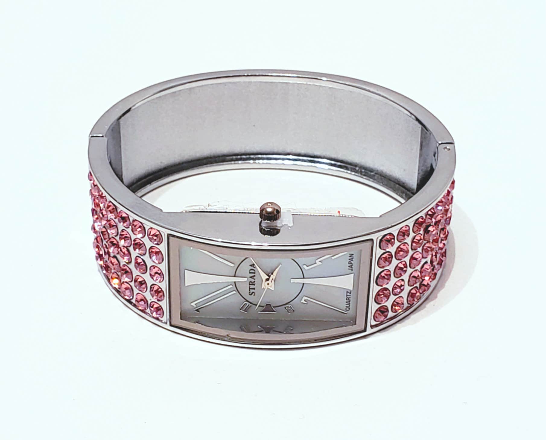 Vintage STRADA Pink Austrian Crystal Japanese Movement Watch 