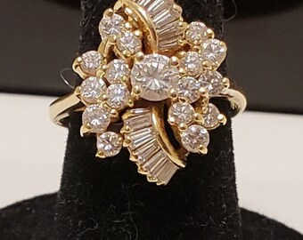 Ladies Vintage Baggett Dinner Diamond Ring