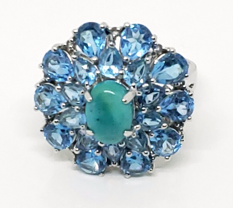 Blue Turquoise and Topaz Ring image 1