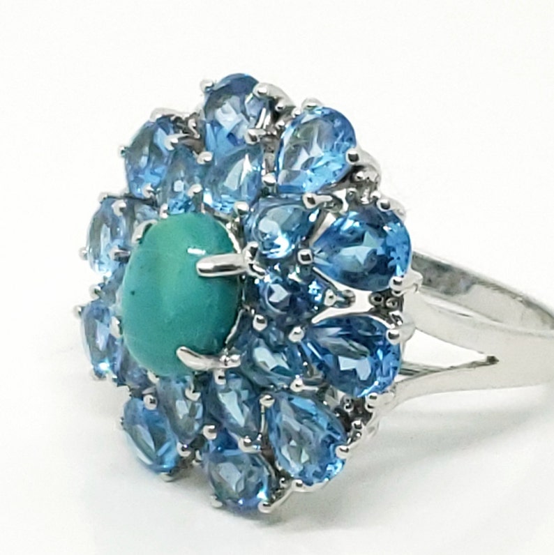 Blue Turquoise and Topaz Ring image 5