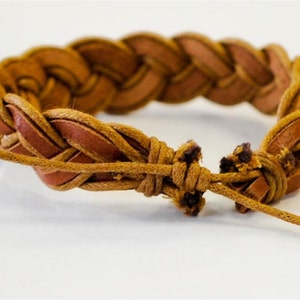 Brown hemp cord with Brown leather braided bracelet image 3