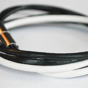 Black and White round doublewrapped Magnetic leather bracelet image 2