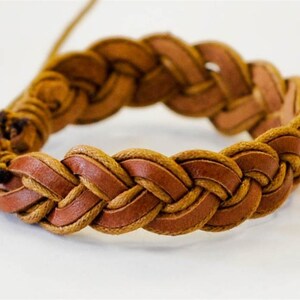 Brown hemp cord with Brown leather braided bracelet image 2