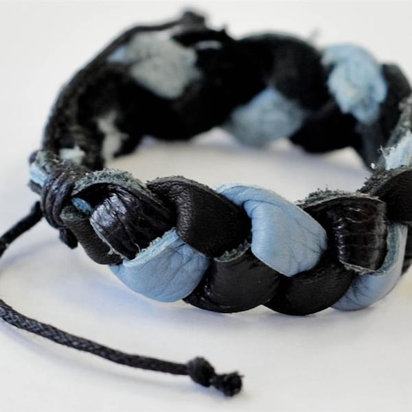 LAST ONE- Black and Blue braided leather bracelet