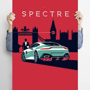 Spectre Vantage Car Print: British Spy Film Poster, 007 Fan Art