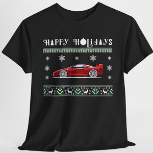 Ugly Christmas T-Shirt, Happy Holidays F40 Super Car Ornament Exotic Car Lover Unisex Tee