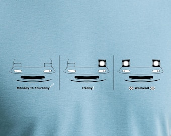 Miata NA Roadster T-Shirt: Retro 90s JDM Car Daily Moods Drive Pop-Up Headlights Tee