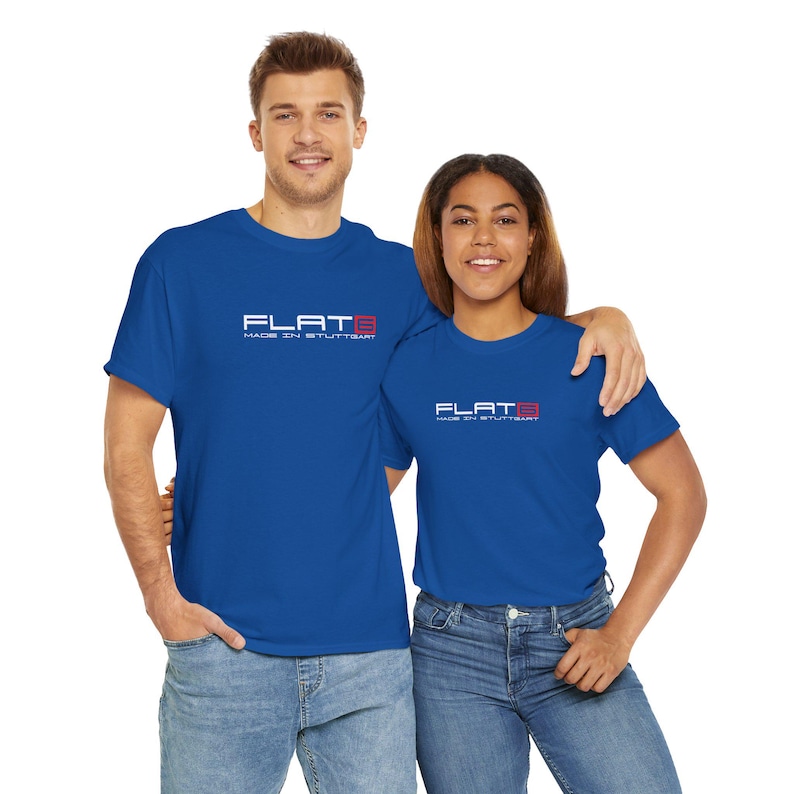 Air cooled FLAT SIX T-shirt promoting German engineering and the spirit of the 911 Turbo.