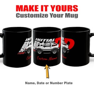 AE86 Hachi-Roku Toon aangepaste mok: gepersonaliseerd JDM Trueno-sportwagenbekercadeau