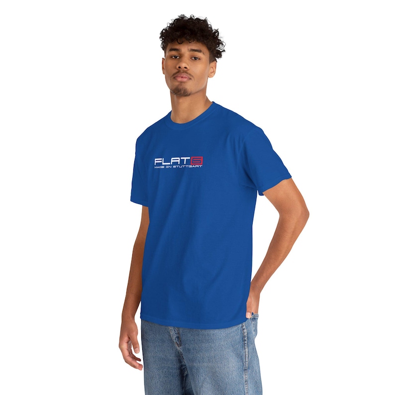 Blue t-shirt featuring the graphic that ties the Stuttgart-made 911 GT RS FLAT SIX to the excitement of Nurburgring racing.