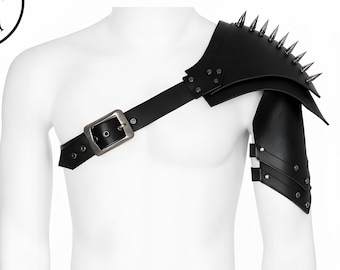 Handmade Spiked Leather Shoulder Armor: Gothic Cosplay Harness