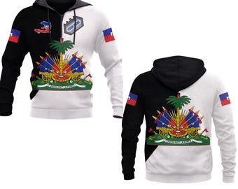 Haiti Flag Hoodie Personalized Name & Number, Haitian Pride Sweatshirt, Unisex Custom Pullover Gift