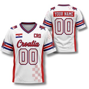 Kroatien Kundenspezifisches Fußball-Trikot, personalisierte Name Nummer V-Neck Tee, Vogelaugen-Pique-Stoff Style 2
