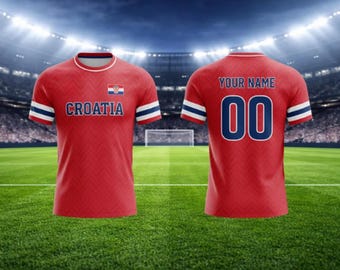 Croatia Custom Name & Number Soccer Jersey Shirt | Red White Gradient Fan Football Tee | Personalized Gift