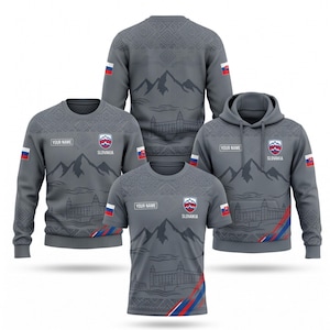 Personalized Slovakia T Shirt Hoodie Sweater Set, Slovak Flag Mountain Castle Apparel