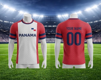 Personalized Panama Soccer Jersey | Custom Name & Number Football Shirt | Red, Blue Gradient or Black Panama Fan Top | Unisex Game Day Gift