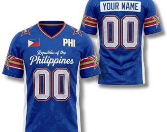 Philippinen Kurzarm-Jersey mit V-Ausschnitt, Personalisiertes Shirt mit Namen, Größe S-7XL
