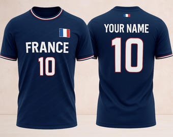 Personalized France Soccer Jersey | Navy Fan Tee with French Flag