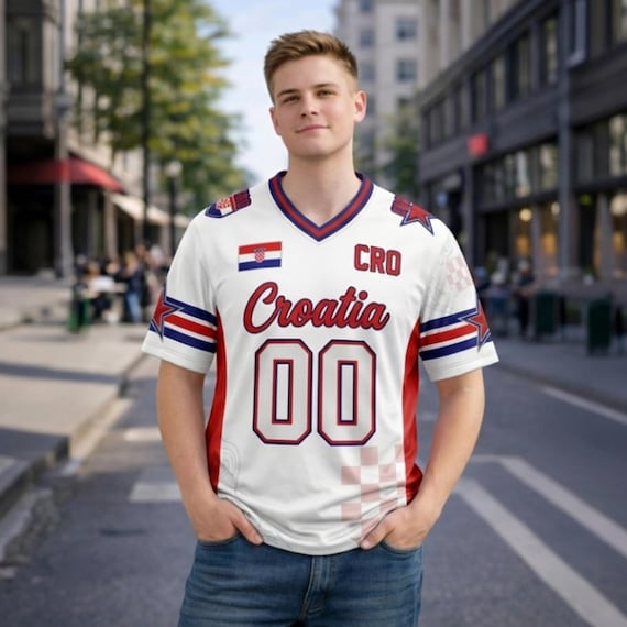 Croatia Custom Soccer Jersey, Personalized Name Number V-Neck Tee, Bird-eye Pique Fabric