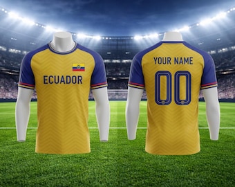 Personalized Ecuador Soccer Jersey | Custom Name & Number Football Shirt | Yellow or Black Ecuador Fan Top | Unisex Game Day Gift