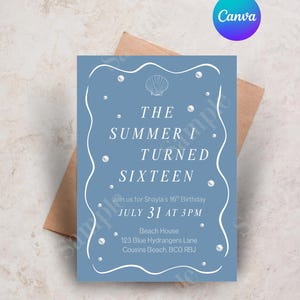 Editable “the Summer I Turned Pretty” Invitation Set | Canva Template ...