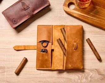 Estuche de cuero personalizado para puros, estuche para puros a medida, regalo para fumadores y compañero de viaje, regalo para padrinos de boda, regalo para él, regalo del Día del Padre