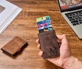 Personalized Leather Card Wallet, Custom Engraved Minimalist Card Holder, RFID Slim Wallet, Gifts for Him, Father's Day Gift, Corporate Gift product logo
