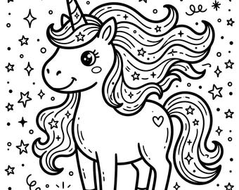 Dibujos para colorear de unicornios para niños, láminas de fantasía kawaii (descarga en PDF)