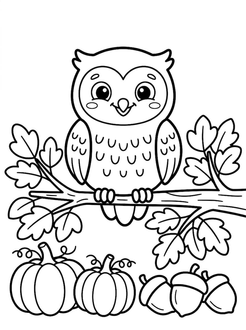 Fall Animal Color Pages Fall Animals Coloring Book for Kids, Preschool Printables (Digital ...