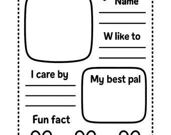 Pack de feuilles de travail pour élèves À propos de moi : profil, pages à colorier (téléchargement PDF)