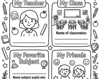 Fichas creativas para colorear "Todo sobre mí" para que los niños aprendan sobre sí mismos.
