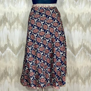 Handmade reversible silk saree neck wrap dress vintage floral print indian wrap skirt boho floral layered skirt 2 layer magic wrap dress