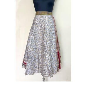 Handmade reversible silk saree neck wrap dress vintage floral print indian wrap skirt boho floral layered skirt 2 layer magic wrap dress