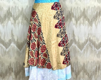 Boho Reversible Wrap Skirt | Vintage Floral Maxi | One Size Beach Dress | Handmade