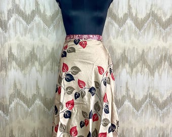 Reversible Silk Sari Wrap Skirt, Boho Floral Print, Convertible Dress, womens fall style