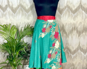 Convertible Beach Wrap Dress | Boho Maxi Skirt | Reversible Silk | Festival Wear